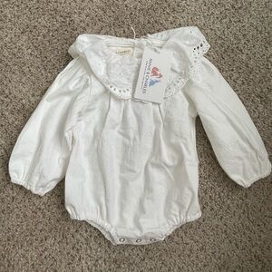 White Lace Collar Baby Romper